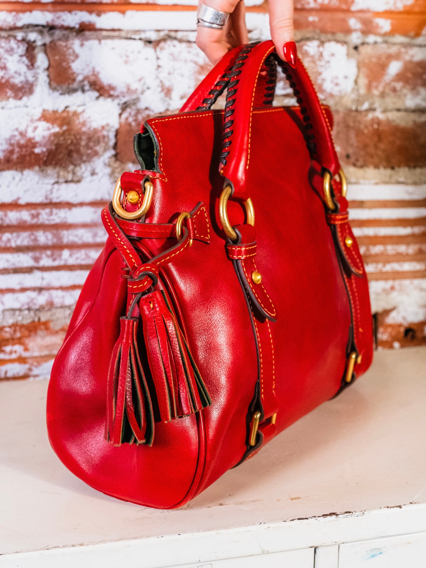 Dooney & Bourke Florentine Leather Satchel Bag | Red