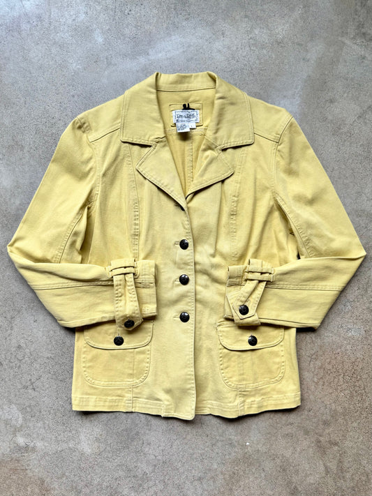 2000s Live a Little Yellow Cotton Twill Utility Jacket | Large