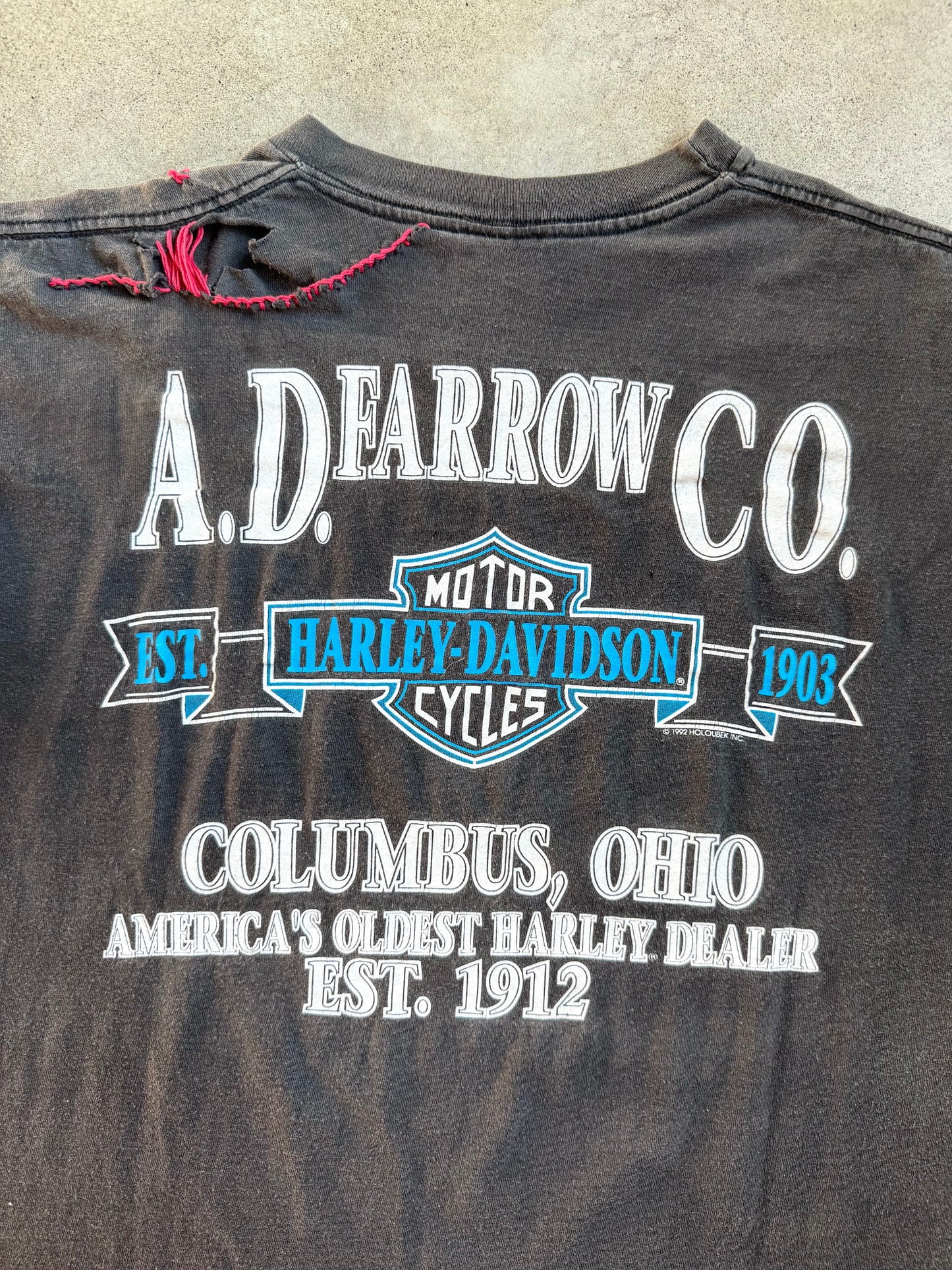Vintage 1990s Harley Davidson “Wild at Heart” A.D. Farrow Columbus Distressed Graphic Tee | Large