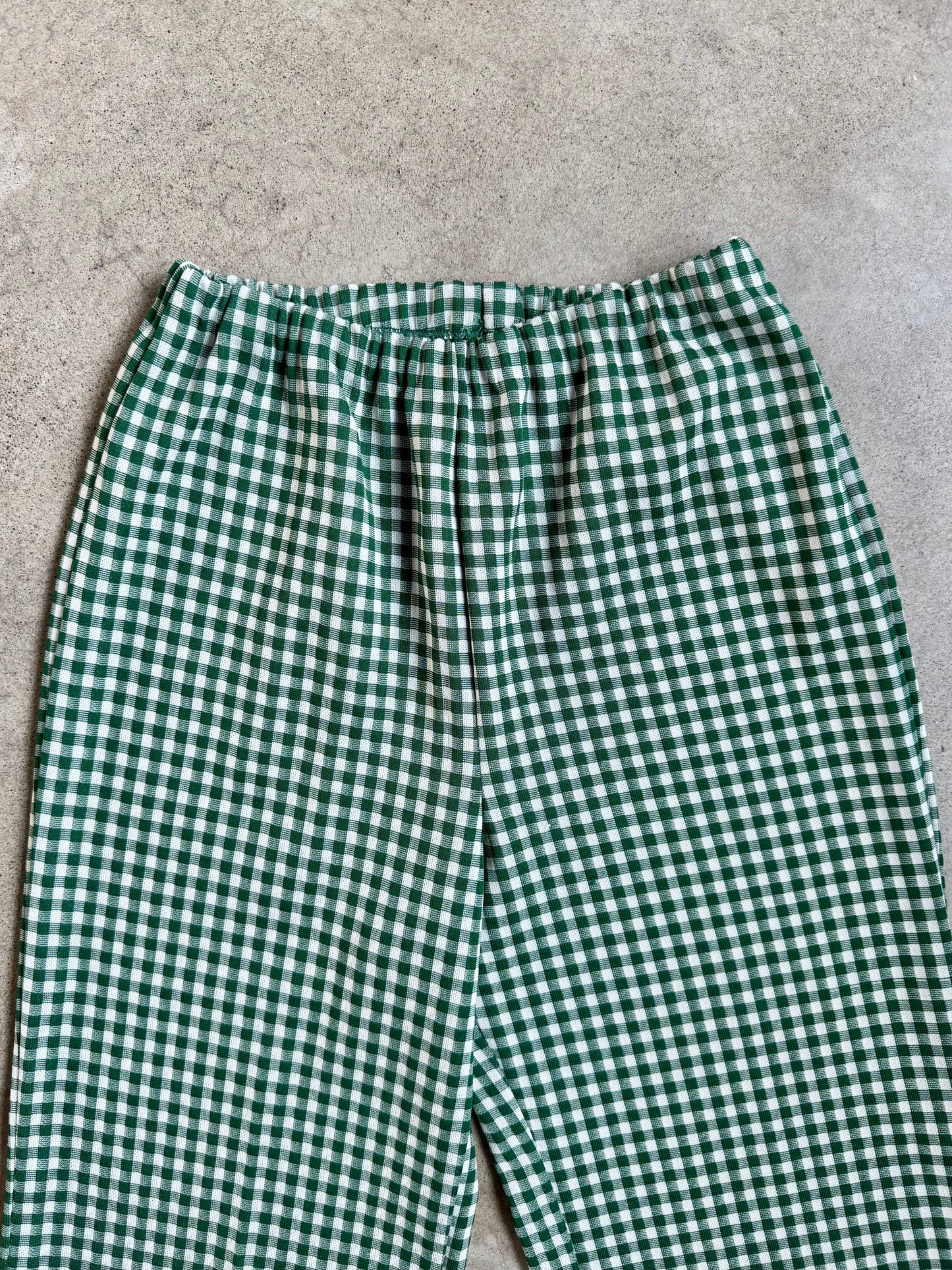 Vintage 1970s Green Gingham Two-Piece Polyester Suit | S/M