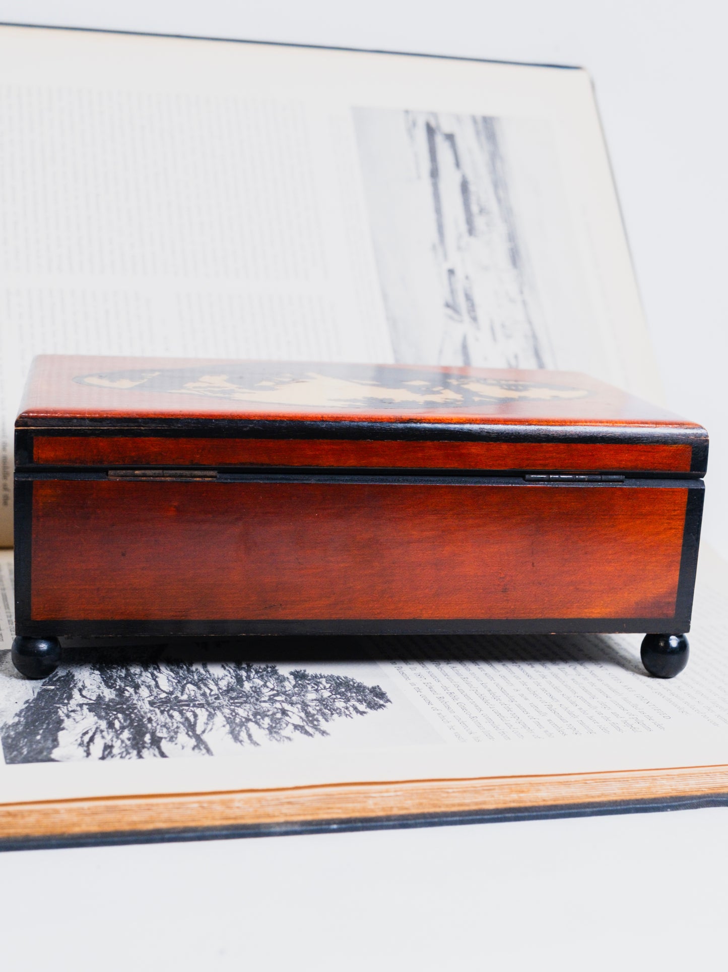 Vintage 1940s Wood Silhouette Whitman’s Chocolate Box w/ Key