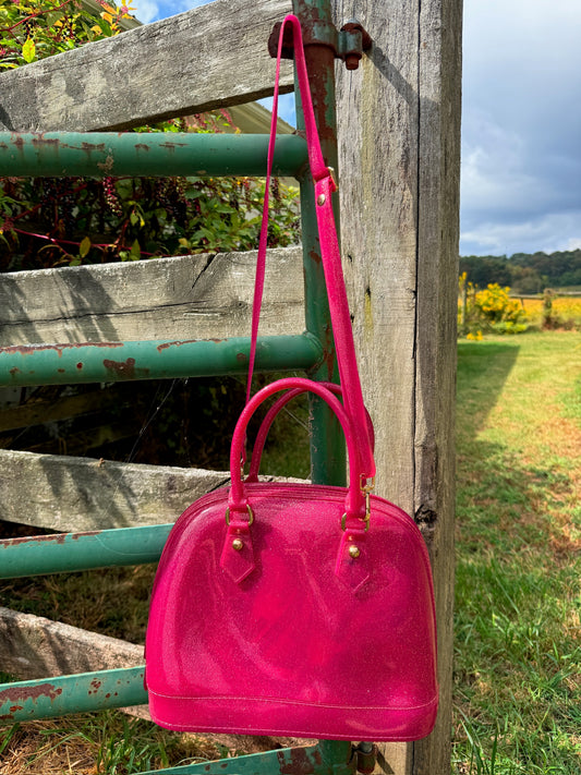 Furla Pink Candy Glitter Jelly Top Handle Bag