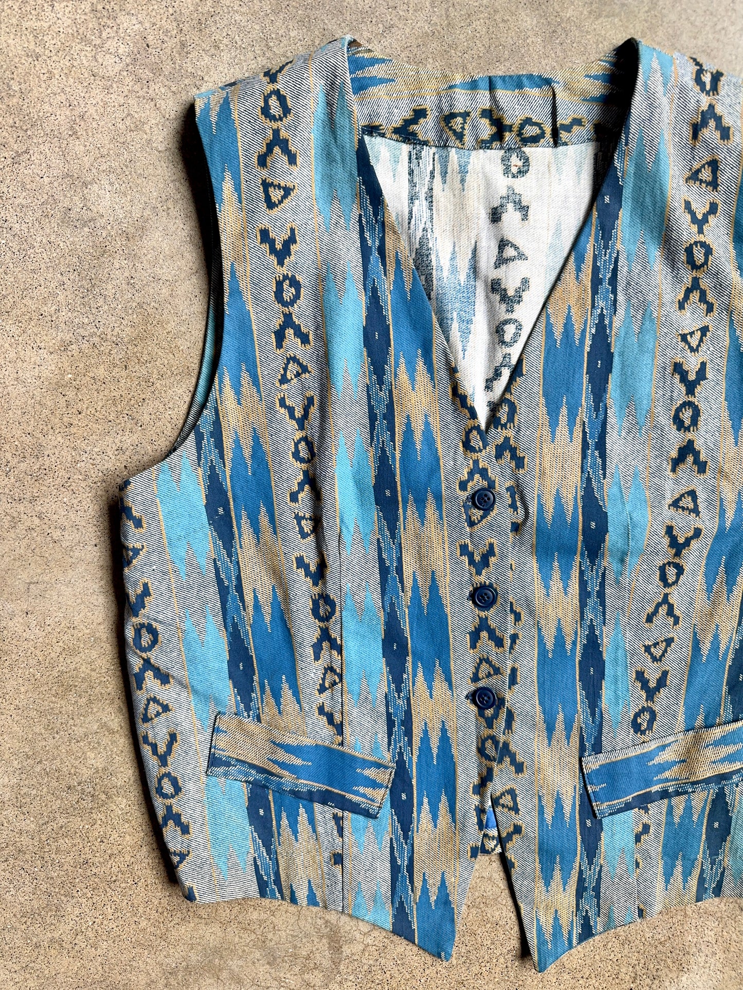 Vintage Handmade Blue Southwestern Vest | S/M