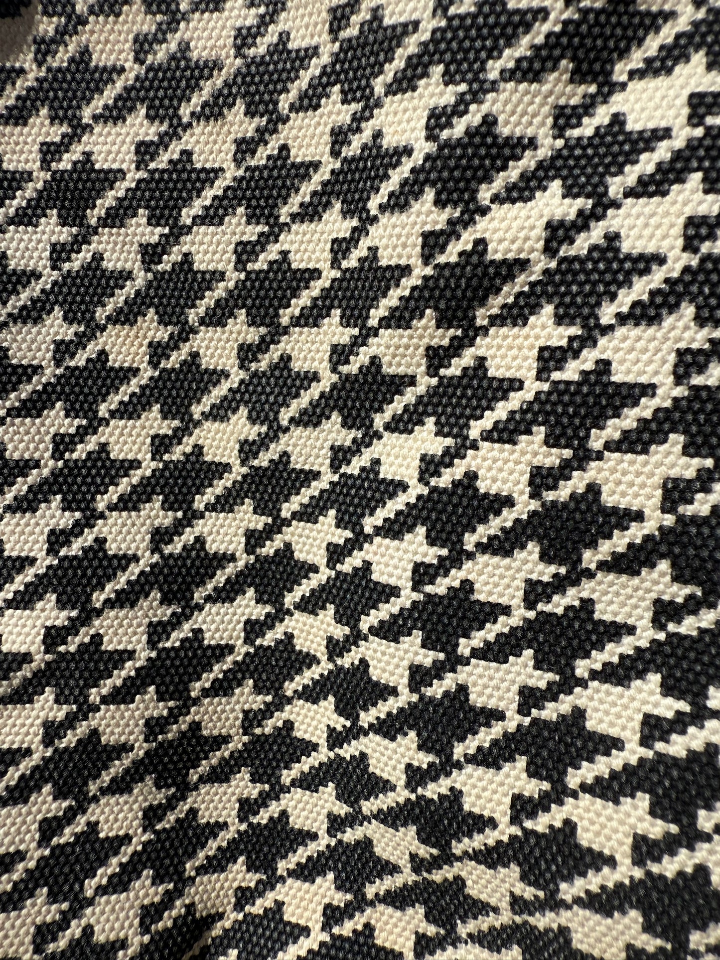Lands' End Black & White Houndstooth Canvas Tote Bag