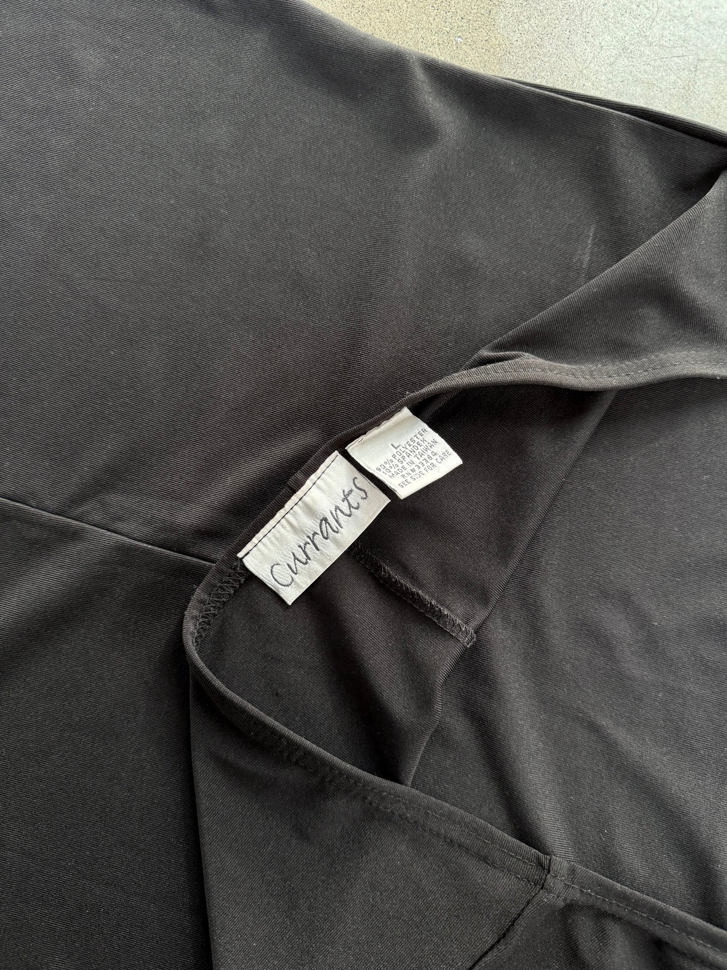 Vintage 1990s Currants Black Slinky Halter Dress | Large