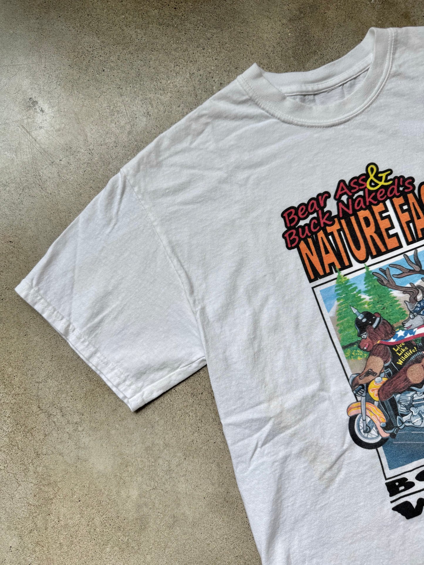 Bear Ass & Buck Naked’s Nature Facts “Born to be Wild” Graphic Tee | M/L