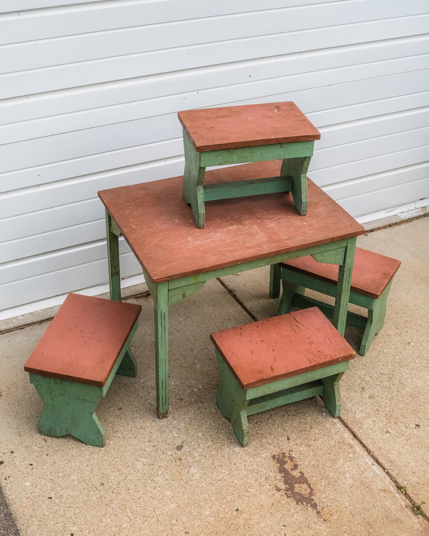 Vintage 1930s/40s Painted Wood Children’s Table & Stools Set