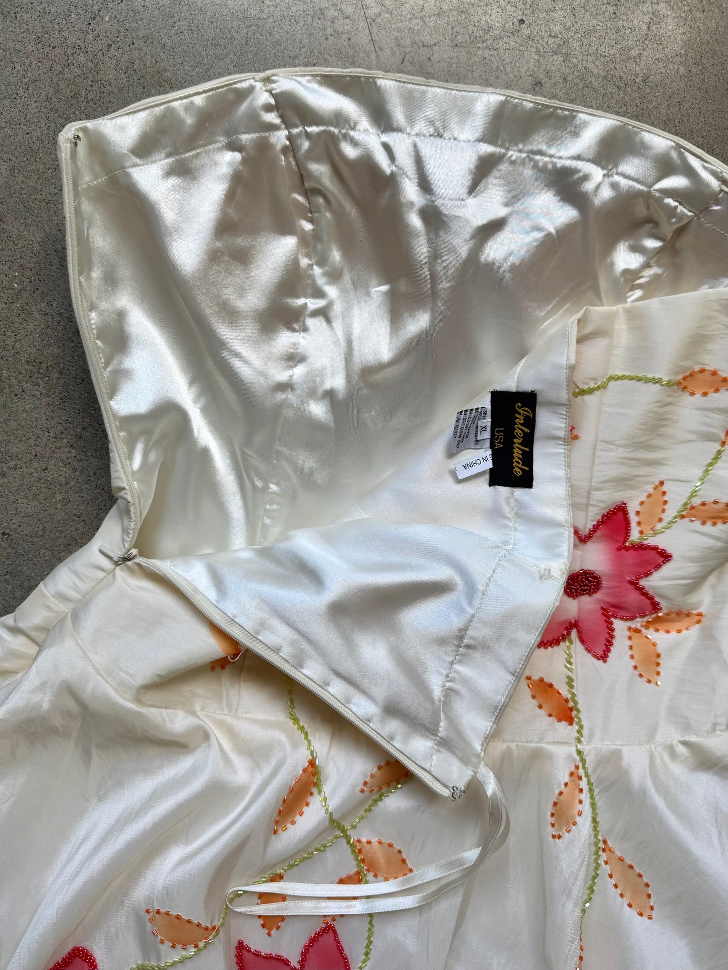 Vintage 2000s Interlude Floral Beaded Bubble Hem Formal Mini Dress | XL