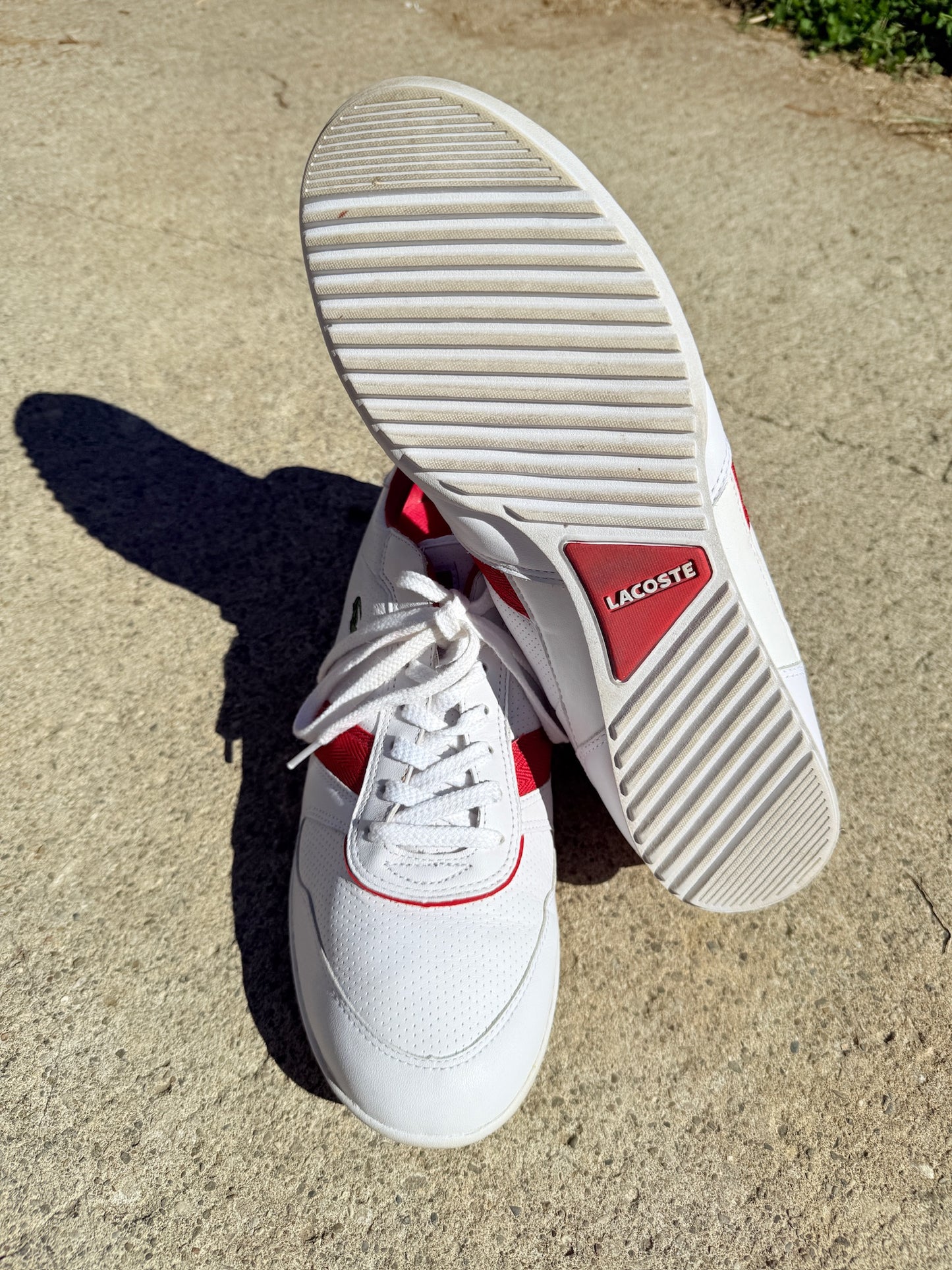 Lacoste Red & White T-Clip Sneakers | Men’s 10