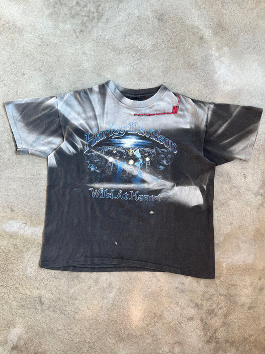Vintage 1990s Harley Davidson “Wild at Heart” A.D. Farrow Columbus Distressed Graphic Tee | Large