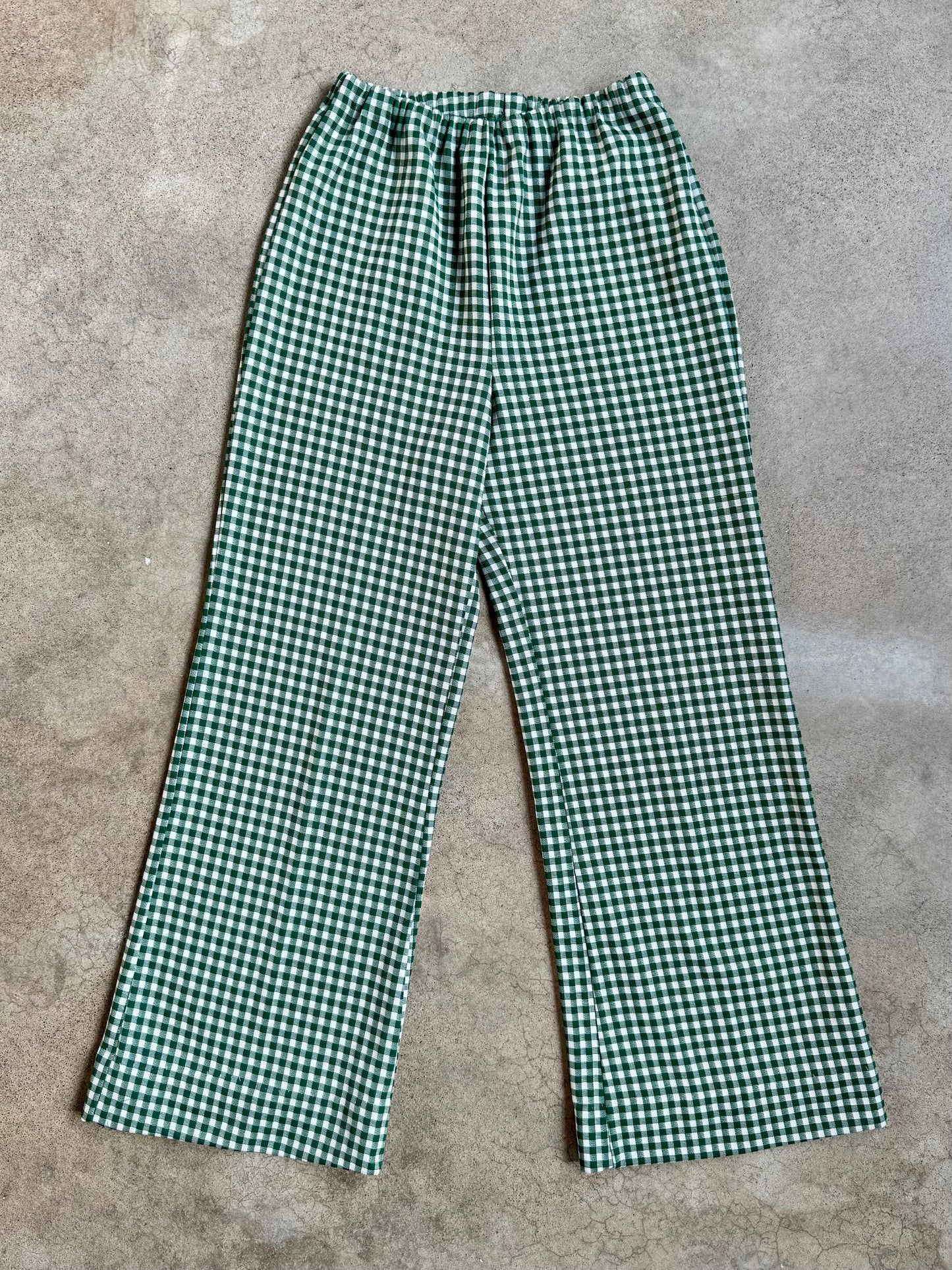 Vintage 1970s Green Gingham Two-Piece Polyester Suit | S/M