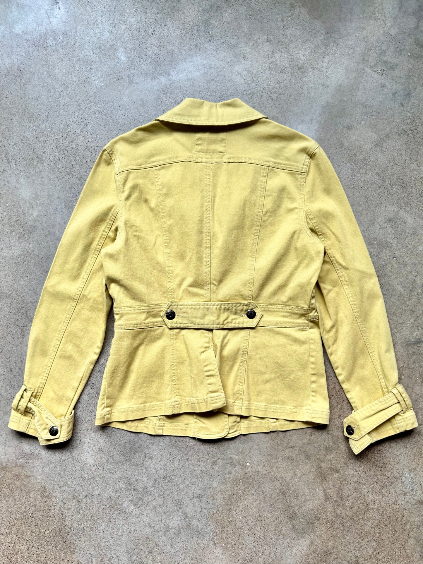2000s Live a Little Yellow Cotton Twill Utility Jacket | Large