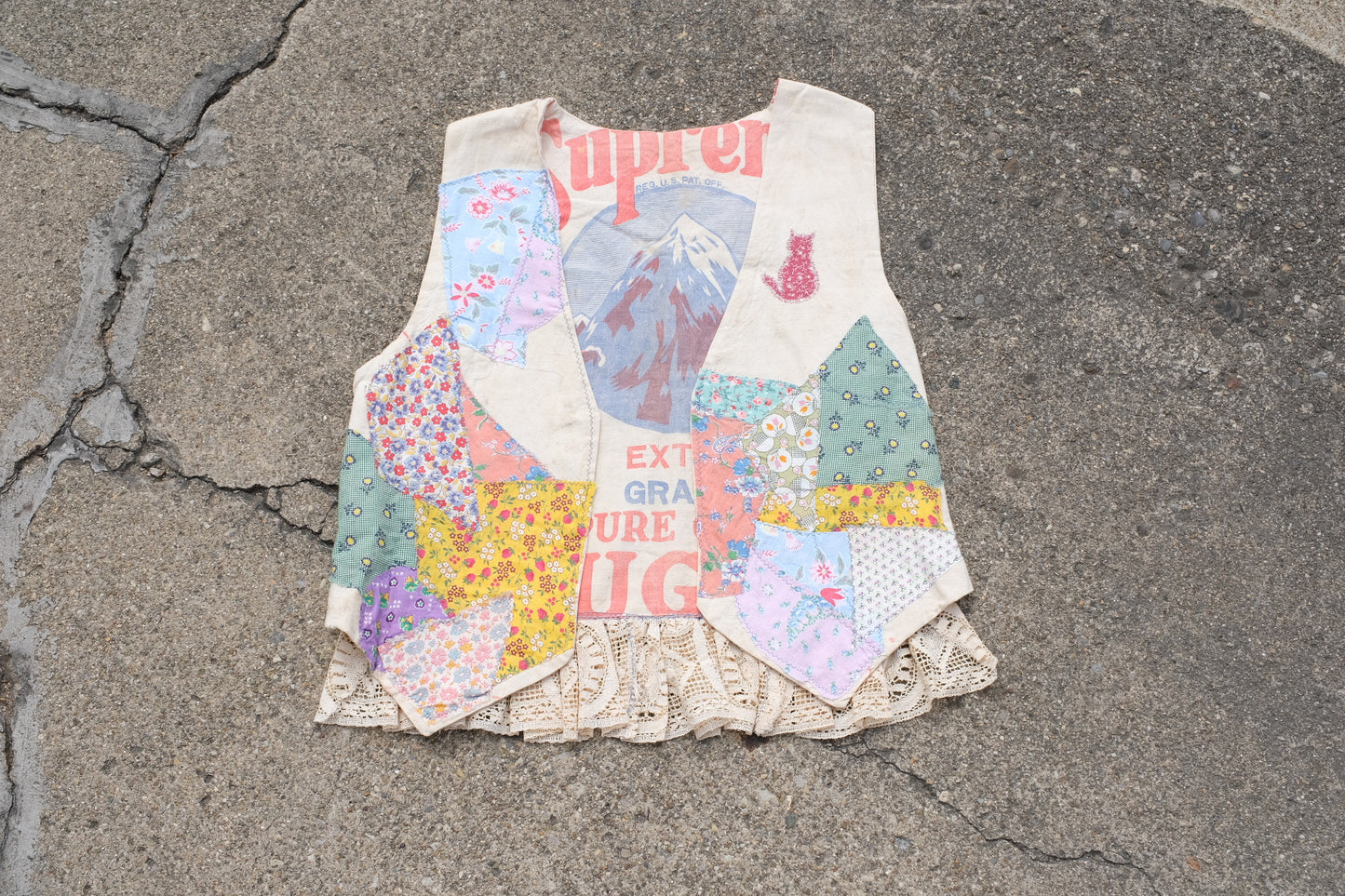 Vintage Handmade Feed Sack Patchwork Vest