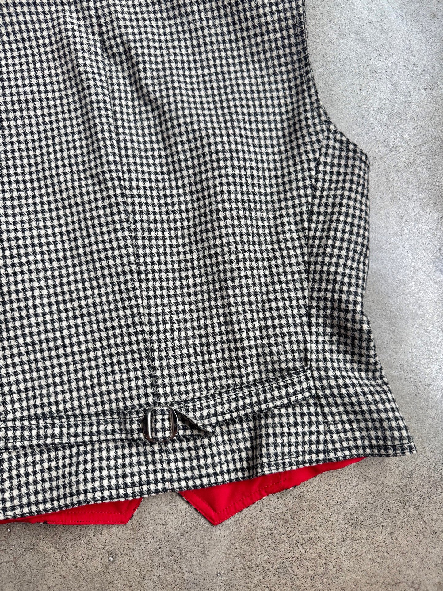 Vintage 1960s Houndstooth Wool Waistcoat Vest | S/M