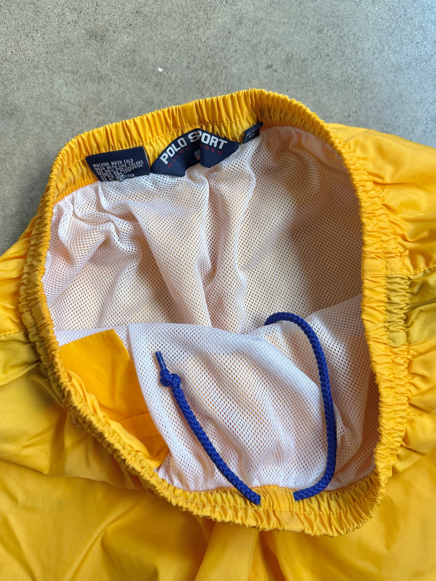 Vintage 2000s Polo Sport Yellow Nylon Swim Shorts | XL