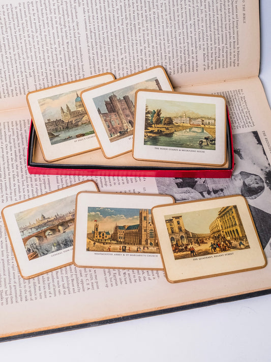 Vintage 1960s Lady Clare Matador Cork Backed Souvenir Coaster Set