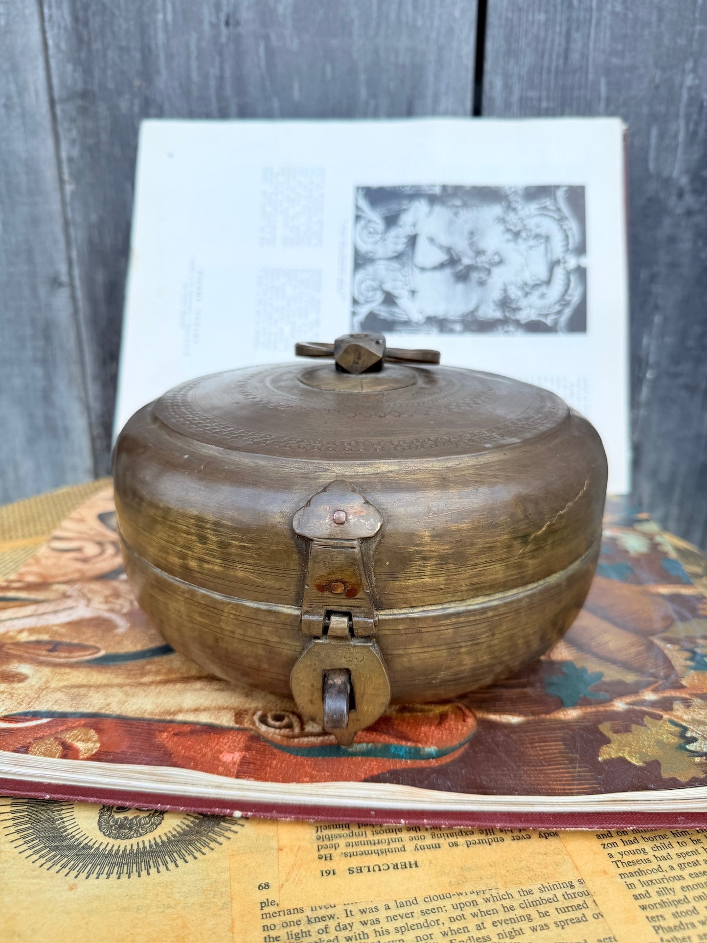 Antique Style Solid Brass Indian Chapati Round Box