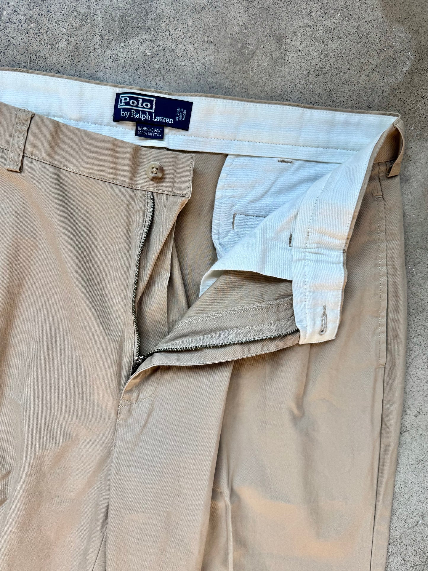 Vintage 1990s Polo Ralph Lauren “Hammond Pant” Khaki Pleated Trousers | 35/30