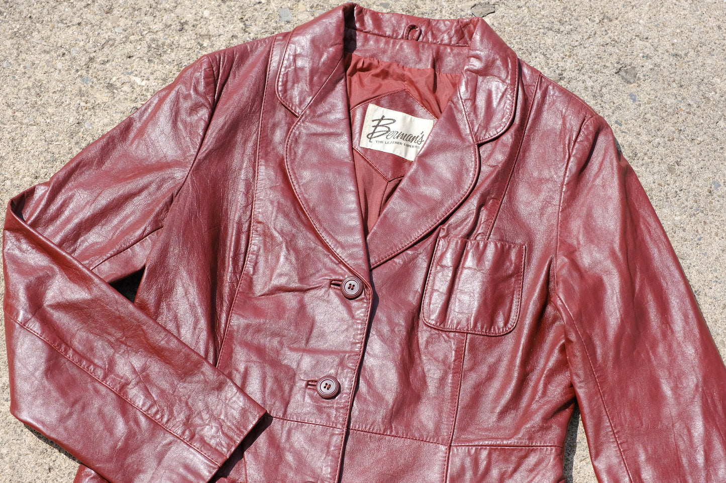 Vintage Bermans Red Leather Jacket