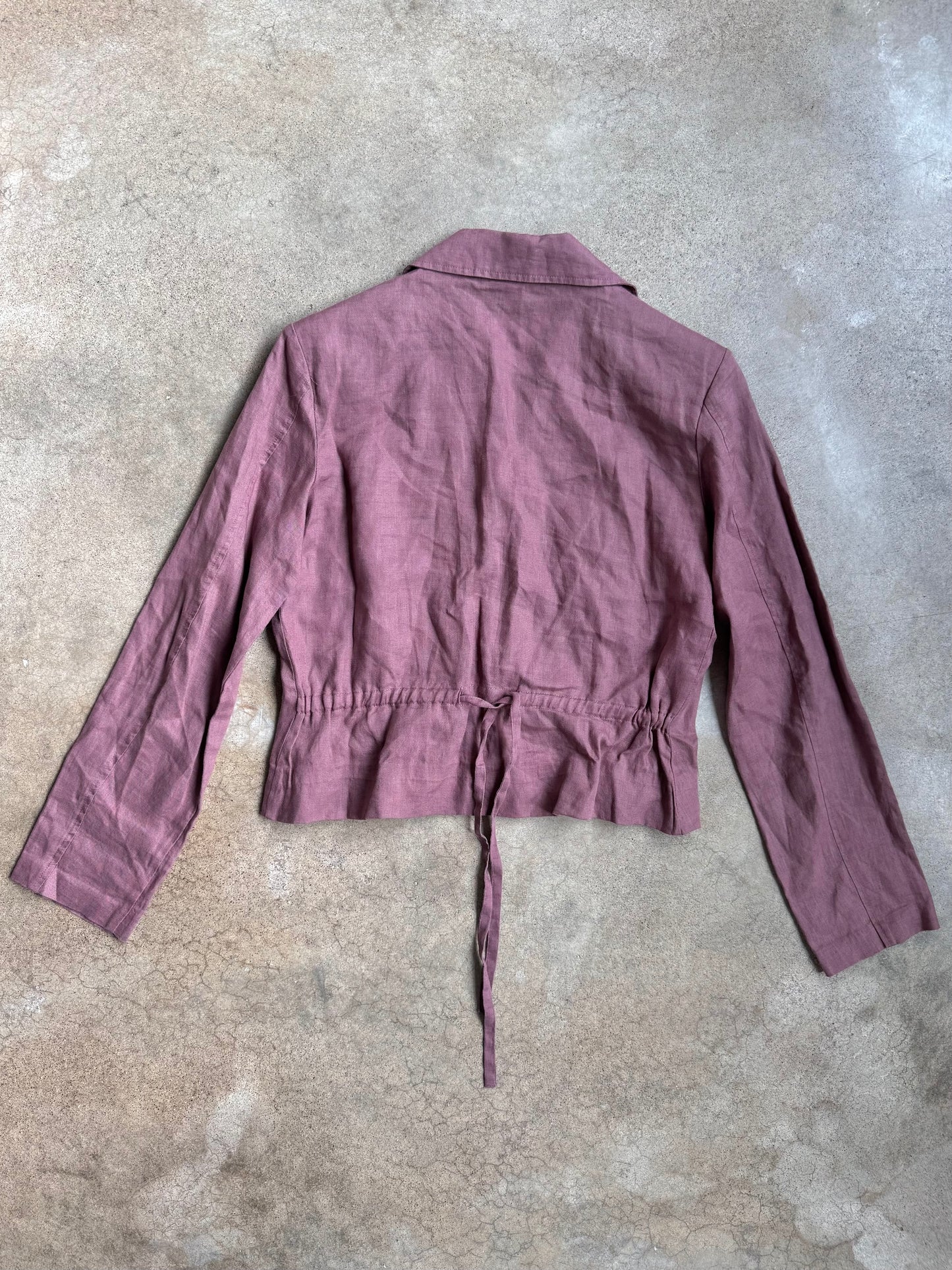 Vintage 1990s Mauve Cropped Lightweight Linen Blazer | Medium