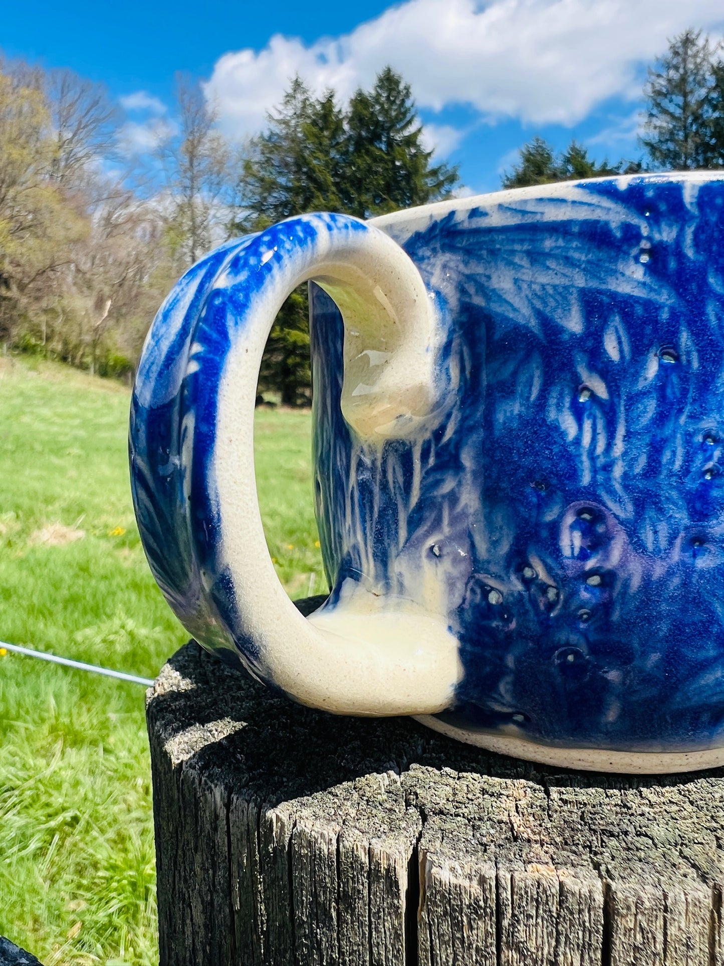 Handmade Ceramic Blue Floral Mug