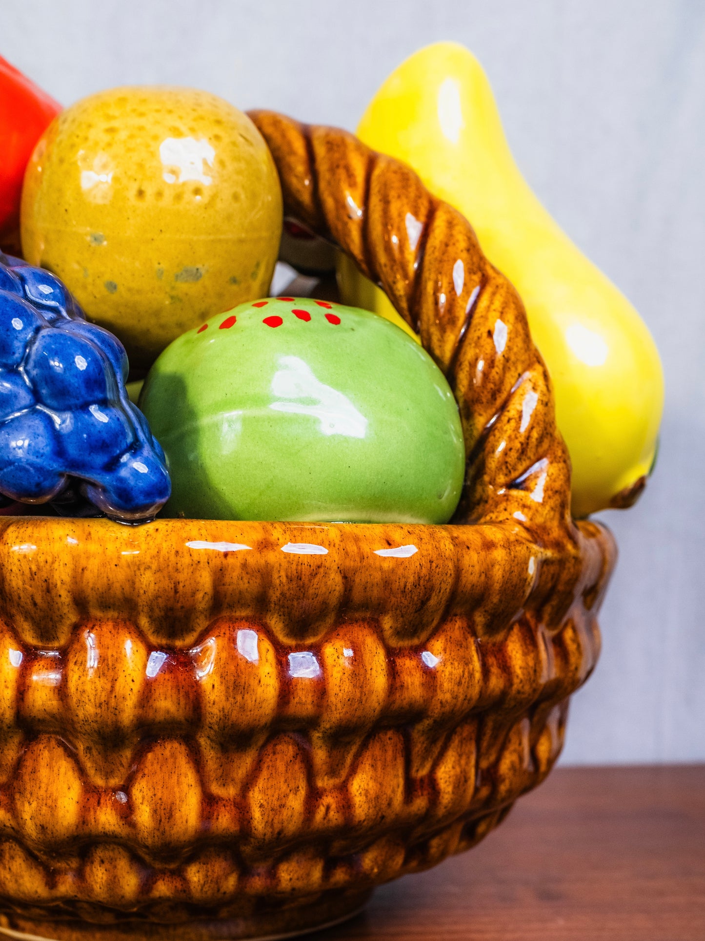 Vintage 1970s Ceramic Fruit Basket Centerpiece