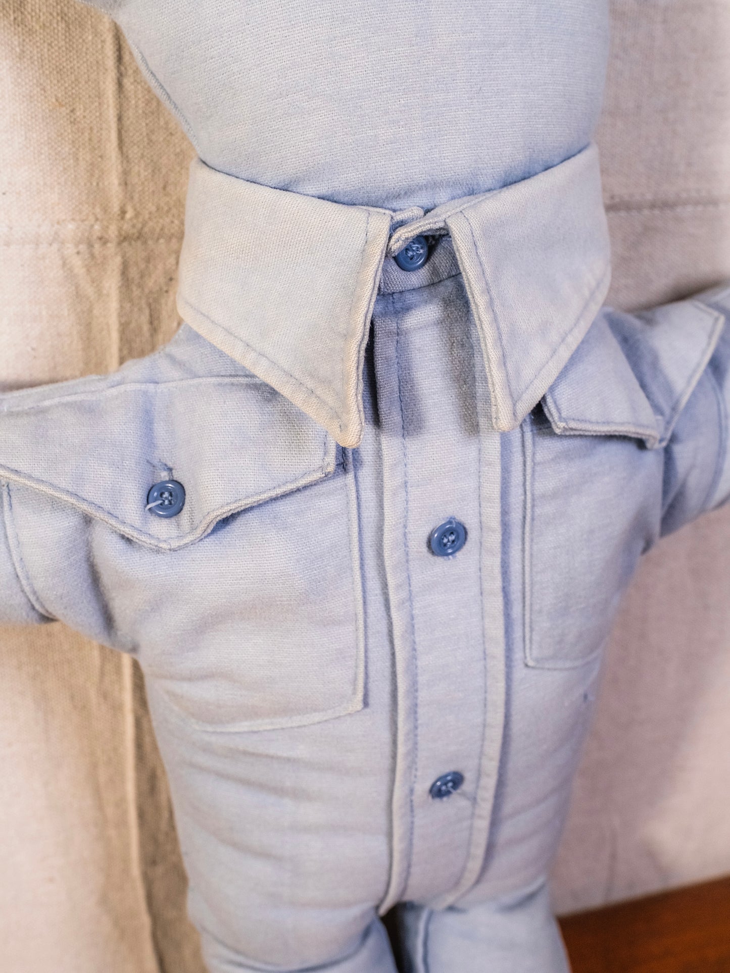 Vintage 1950s Handmade Blue "Button Eye" Teddy Bear