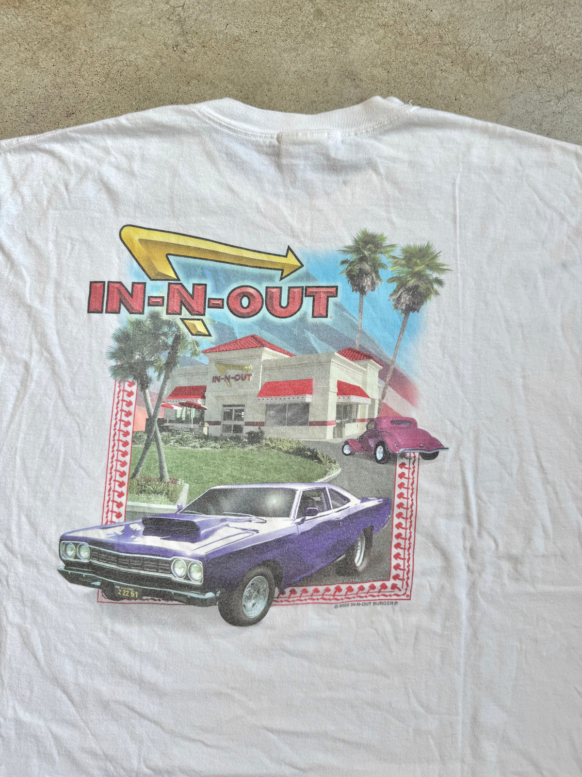 Vintage 2002 In-N-Out Burger White Cotton Graphic Tee | 2XL
