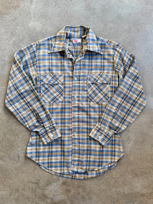 Vintage 1980s Levi's Plaid Button-Up Western Shirt | Medium
