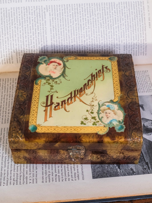 Antique Victorian Celluloid Handkerchief Dresser Box