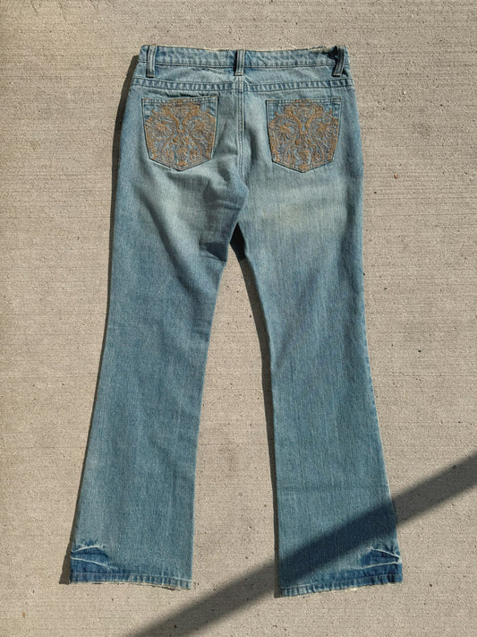 Y2K Guess Embroidered Pocket Low Rise Bootcut Jeans