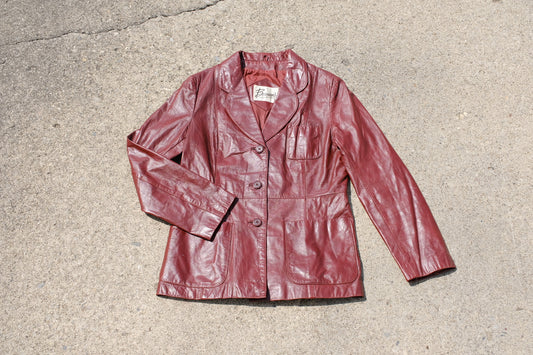 Vintage Bermans Red Leather Jacket