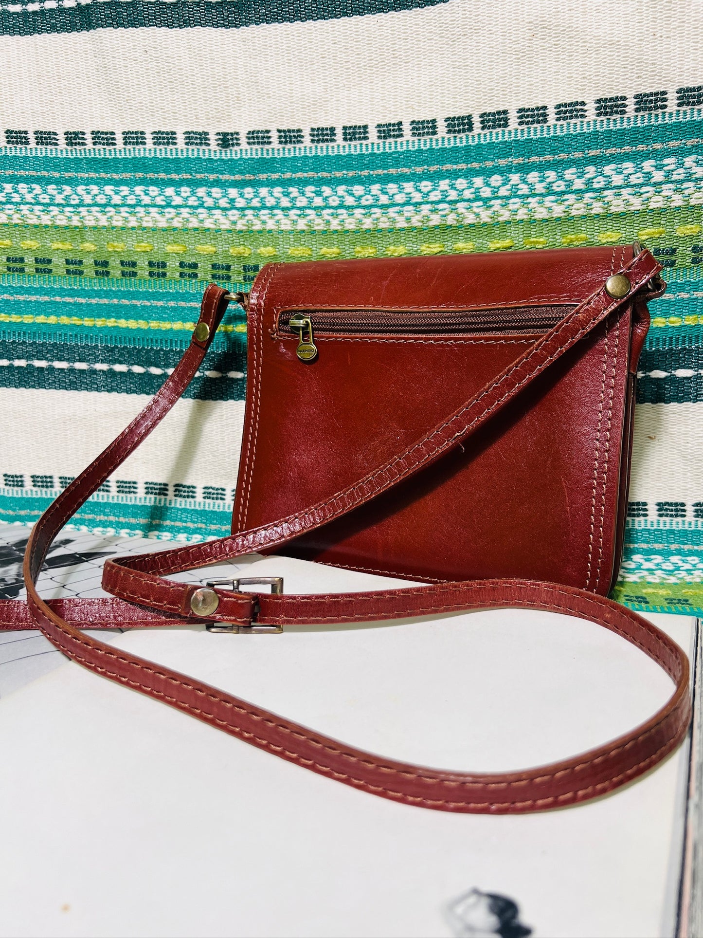 Vintage Vera Pelle Italian Leather Crossbody Purse