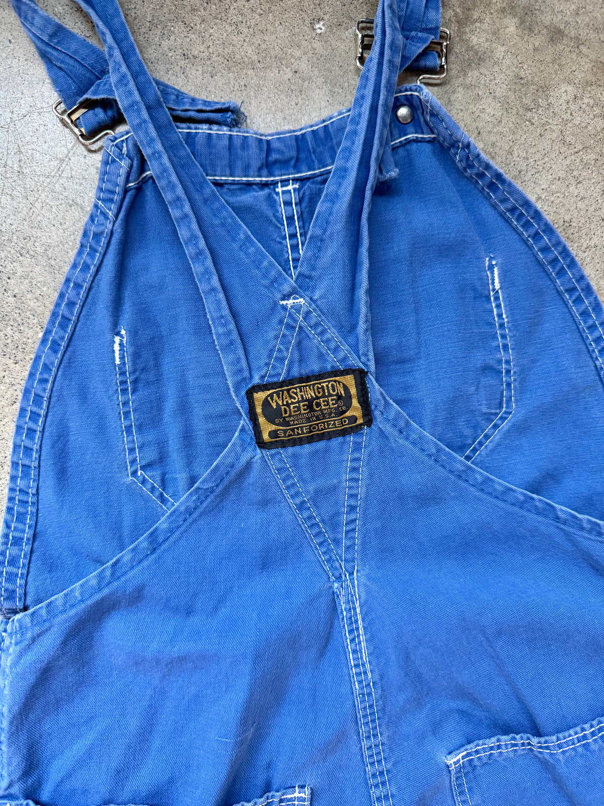 Vintage 1960s Washington DeeCee Blue Dyed Denim Bib Overalls | XS