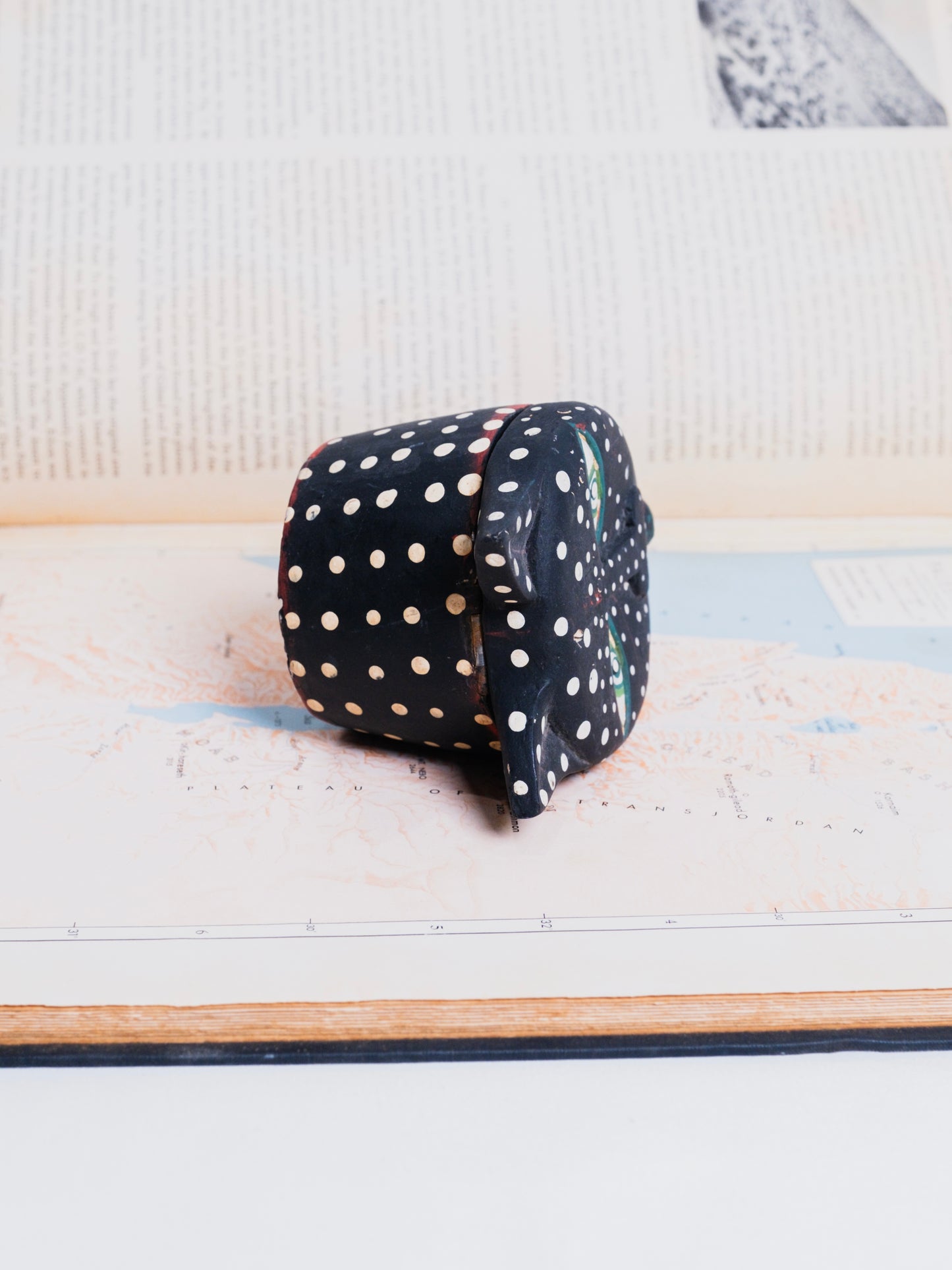 Wood Hand-Carved Painted Folk Art Cat Box