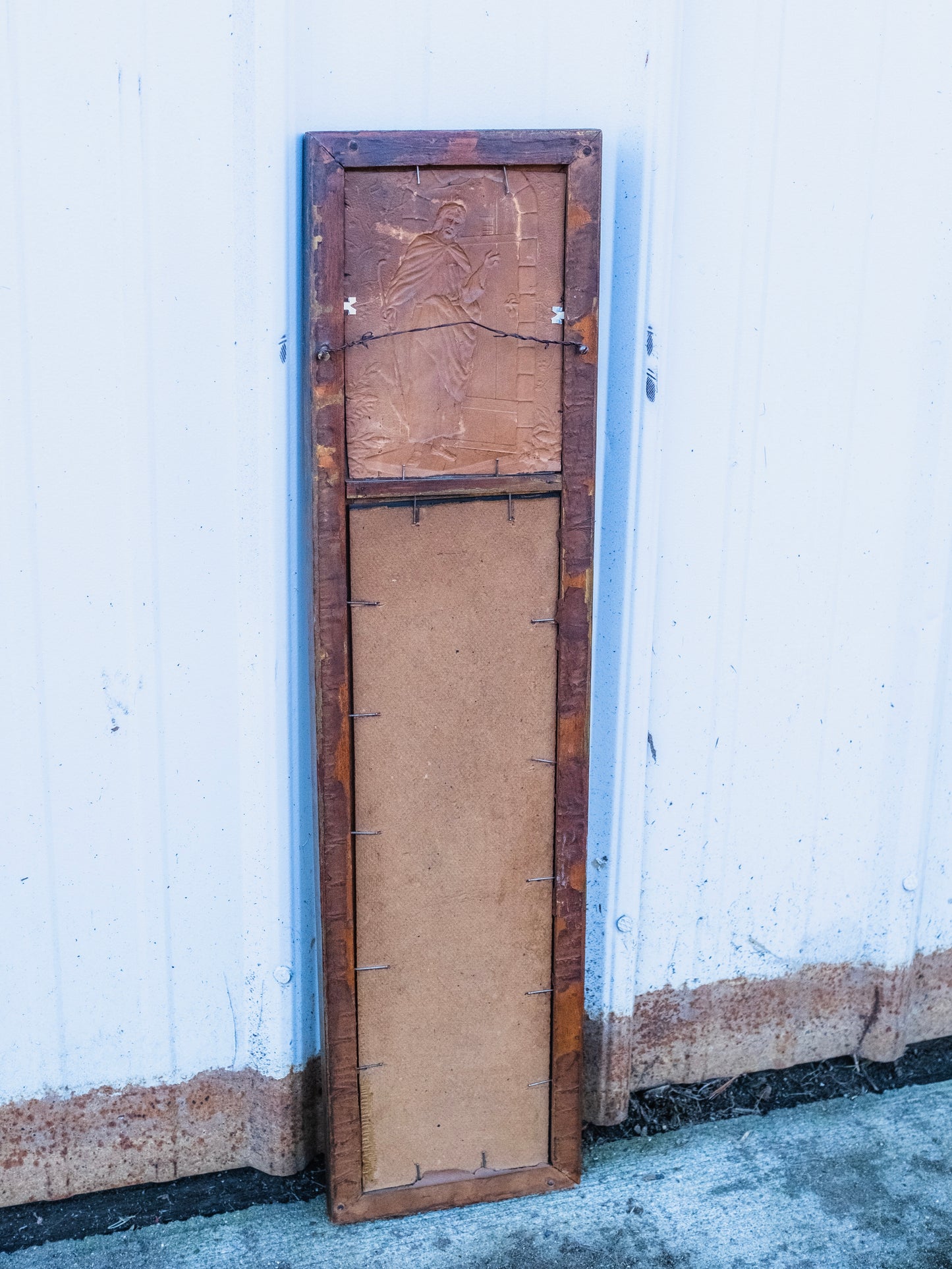 Antique 1900s Framed Jesus Christ Trumeau Mirror