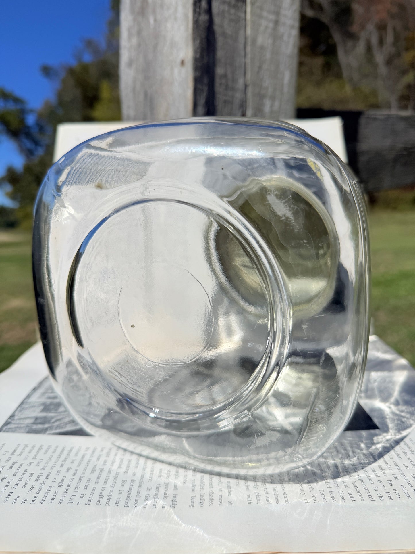 Vintage 1950s Anchor Hocking Green Lidded Glass Hoosier Jar