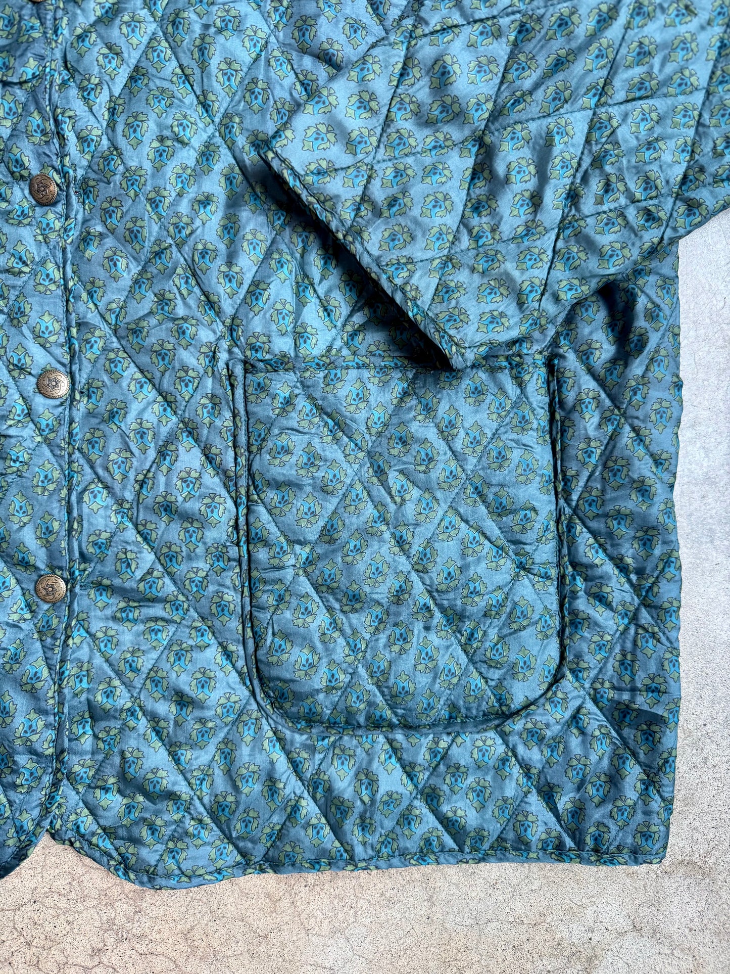Vintage 1990s 220 Hickory Reversible Quilted Patchwork Silk Jacket | XL
