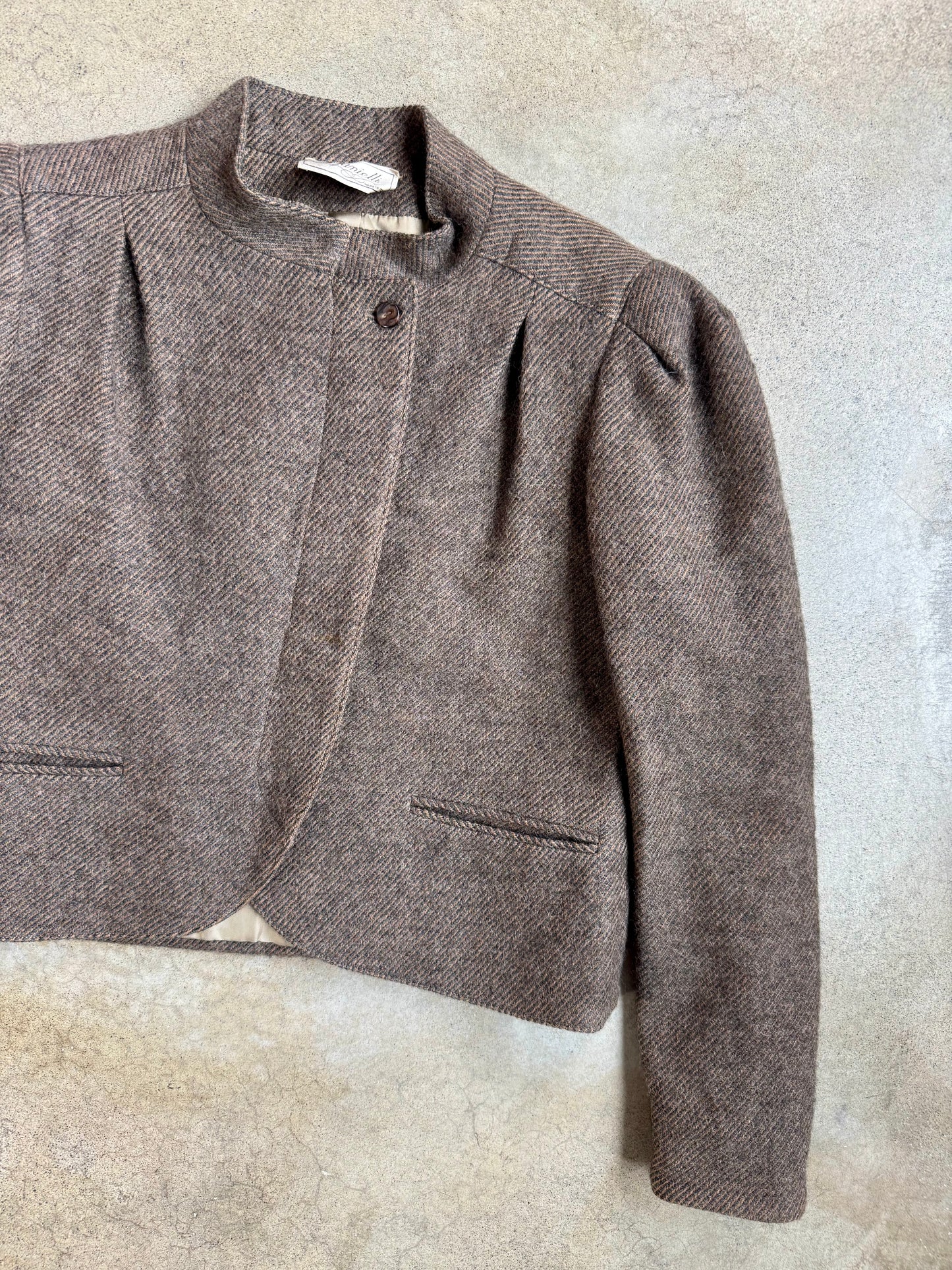 Vintage 1980s Danielli Brown Wool Tweed Two-Piece Skirt Suit | Small