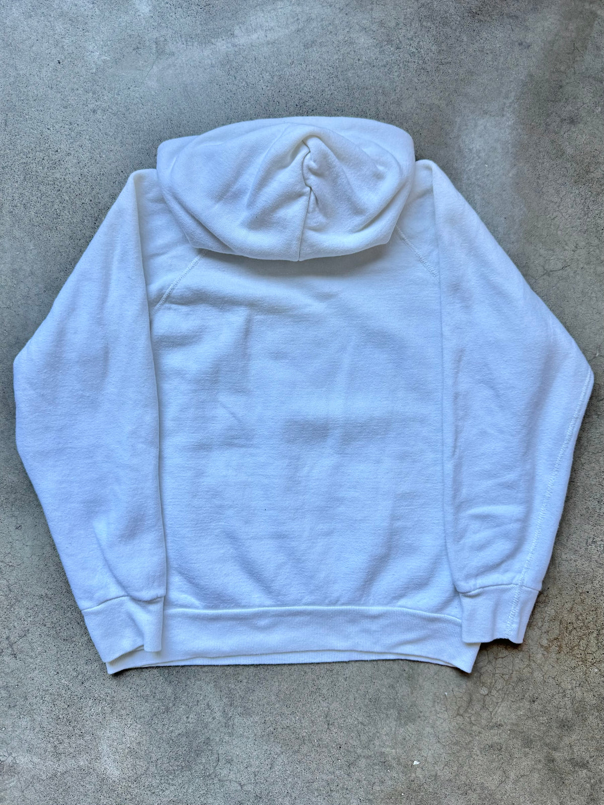 Vintage 1970s/80s Shape-Up Company White Raglan Hooded Sweatshirt | Medium