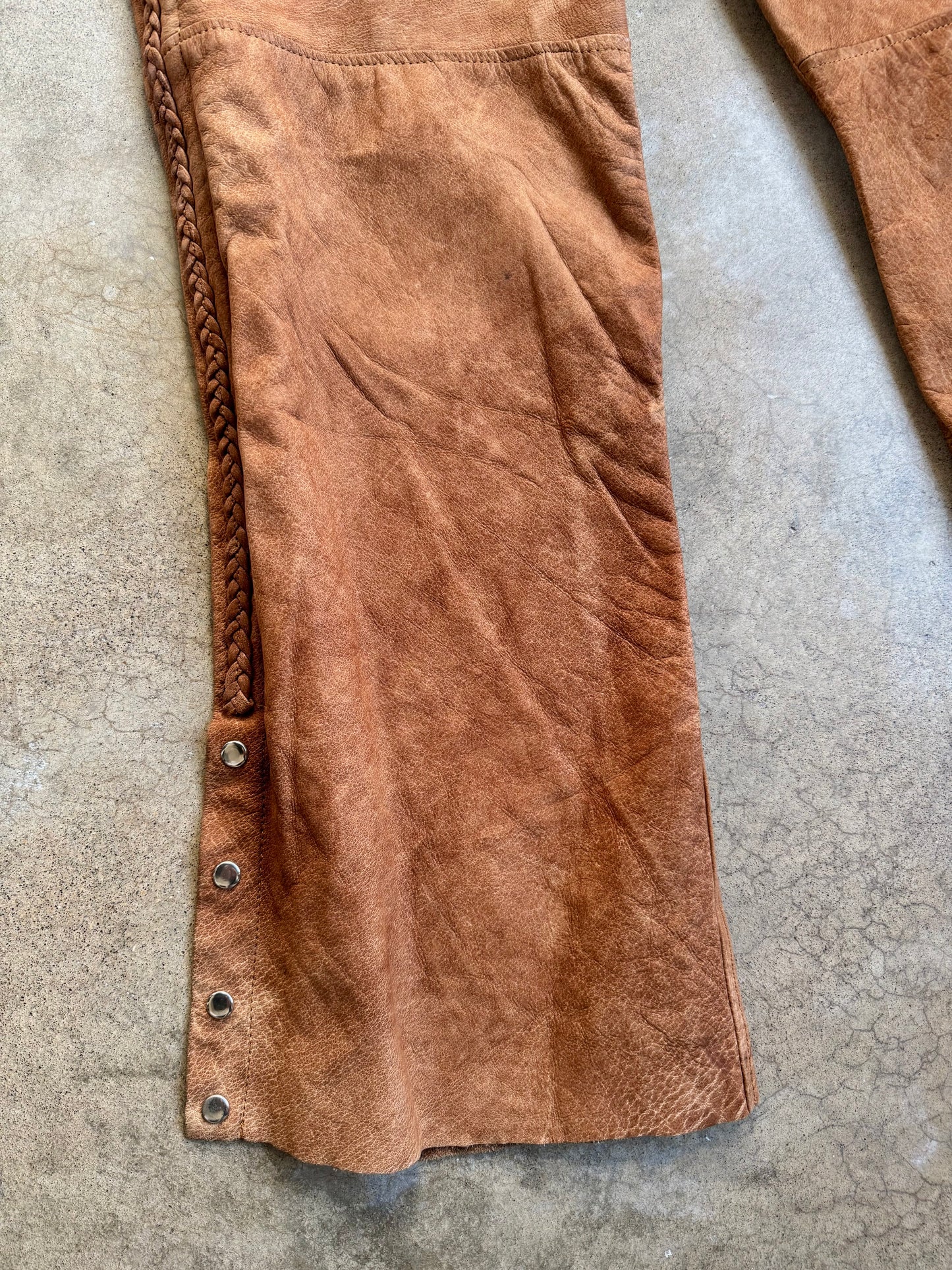 Vintage 1990s Leather Wear Brown Suede Western Chaps | XXL