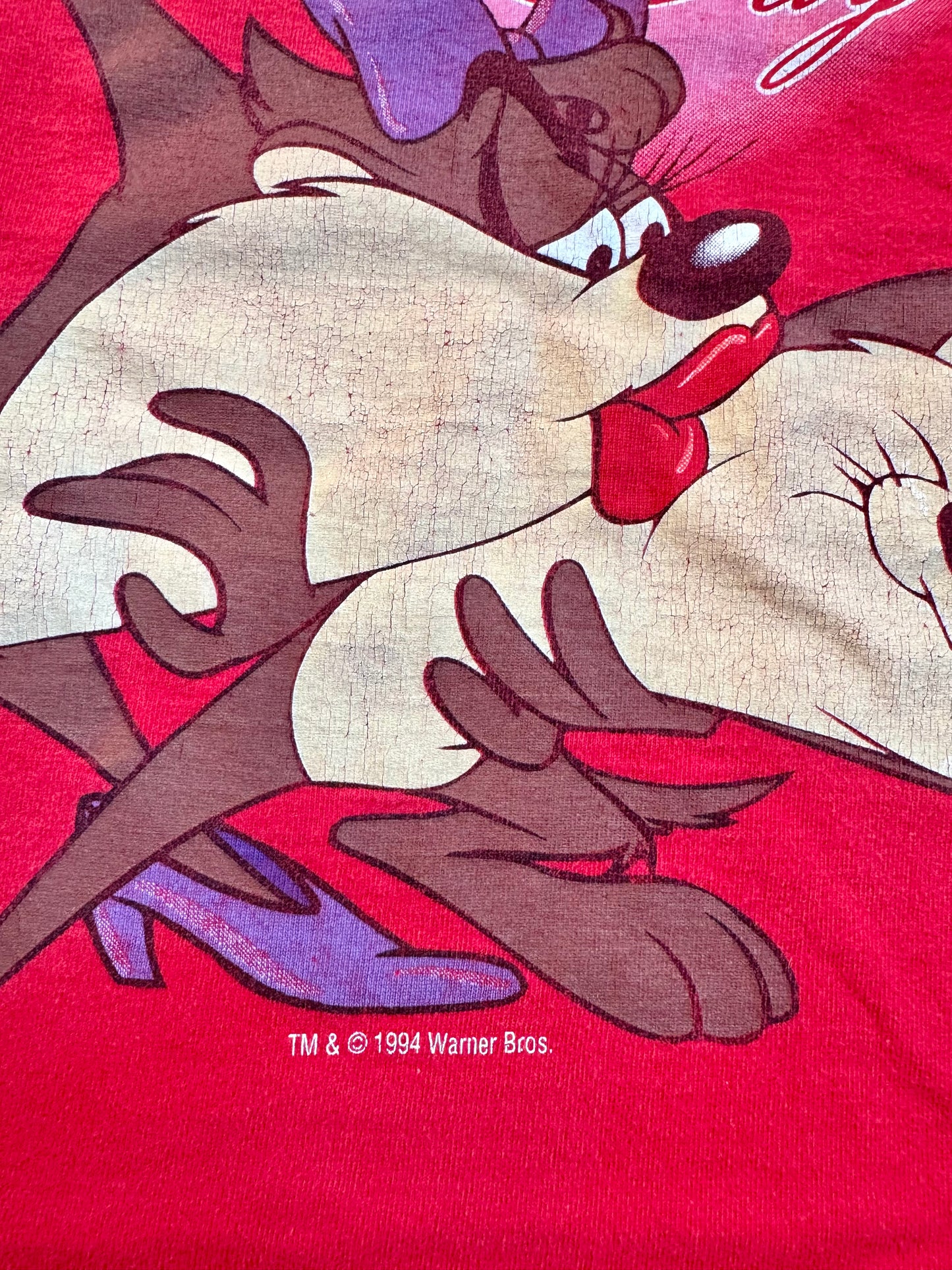 Vintage 1994 Red Tasmanian Devil Valentines Graphic Tee | Large