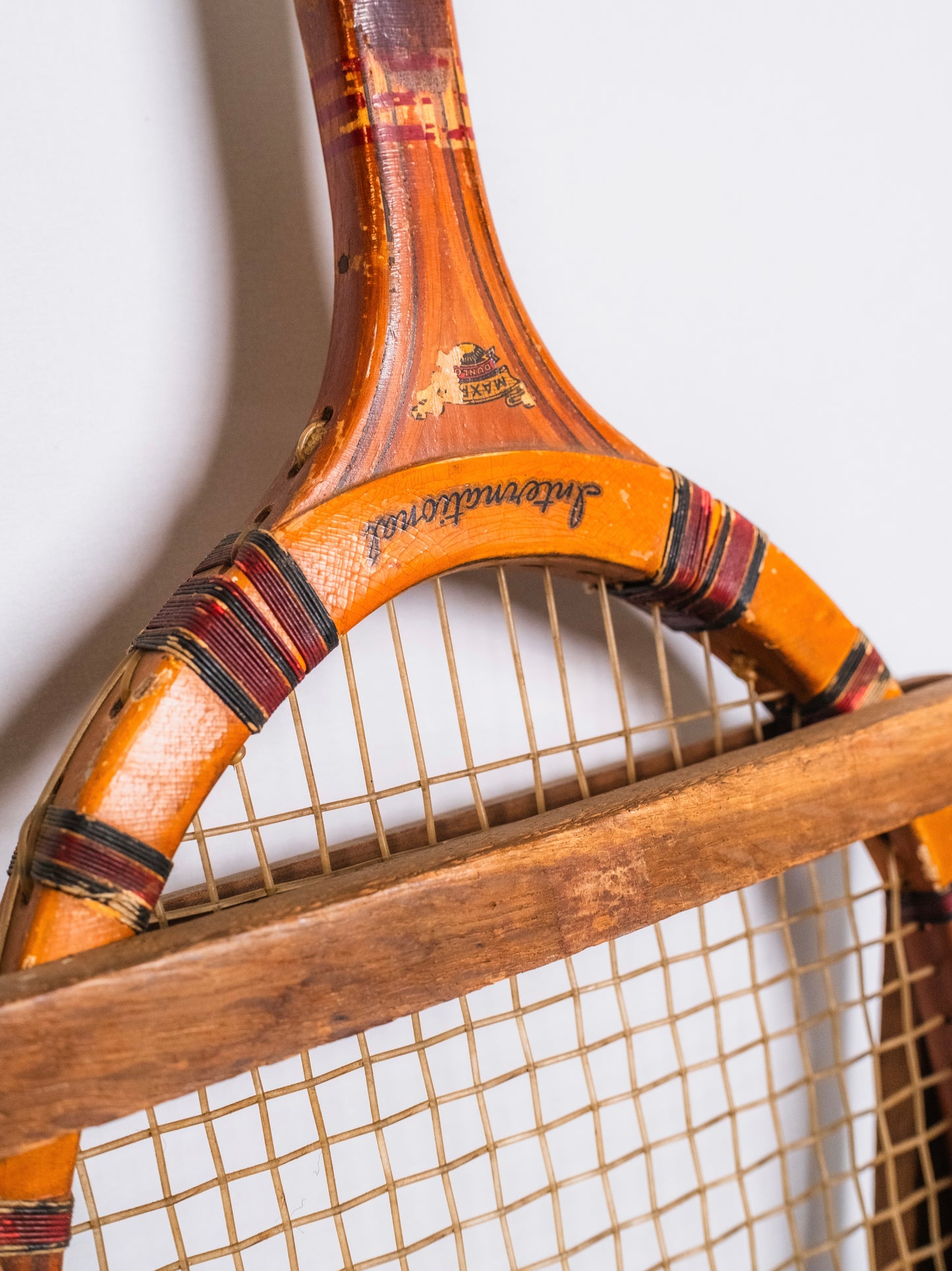 Vintage 1920’s Dunlop Maxply International Wooden Tennis Racket w/ Head Press