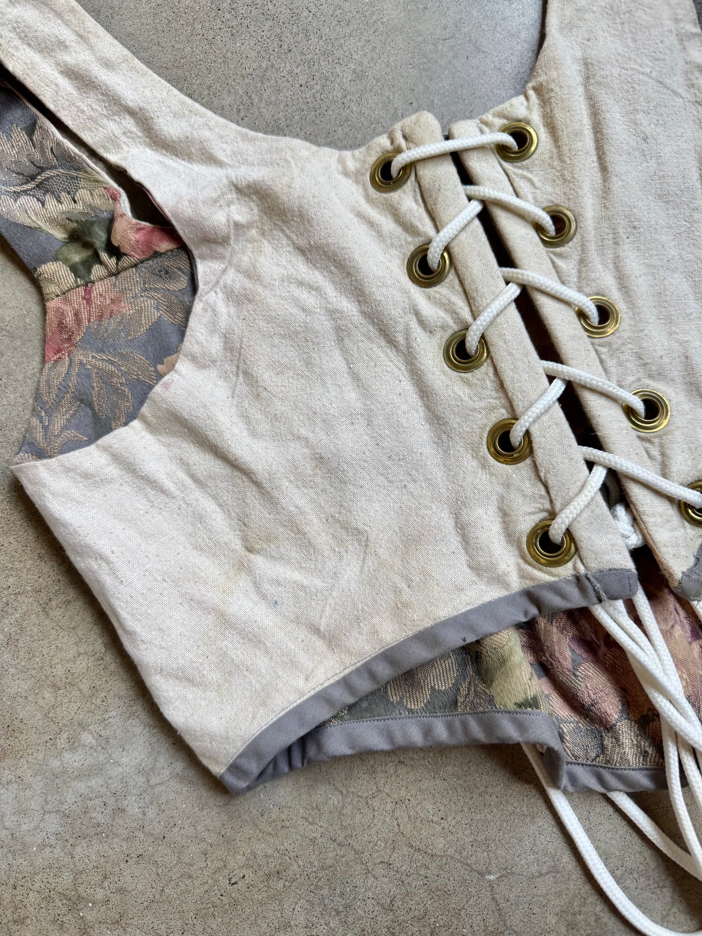 Vintage Handmade Theatre Floral Tapestry Corset Top | L/XL