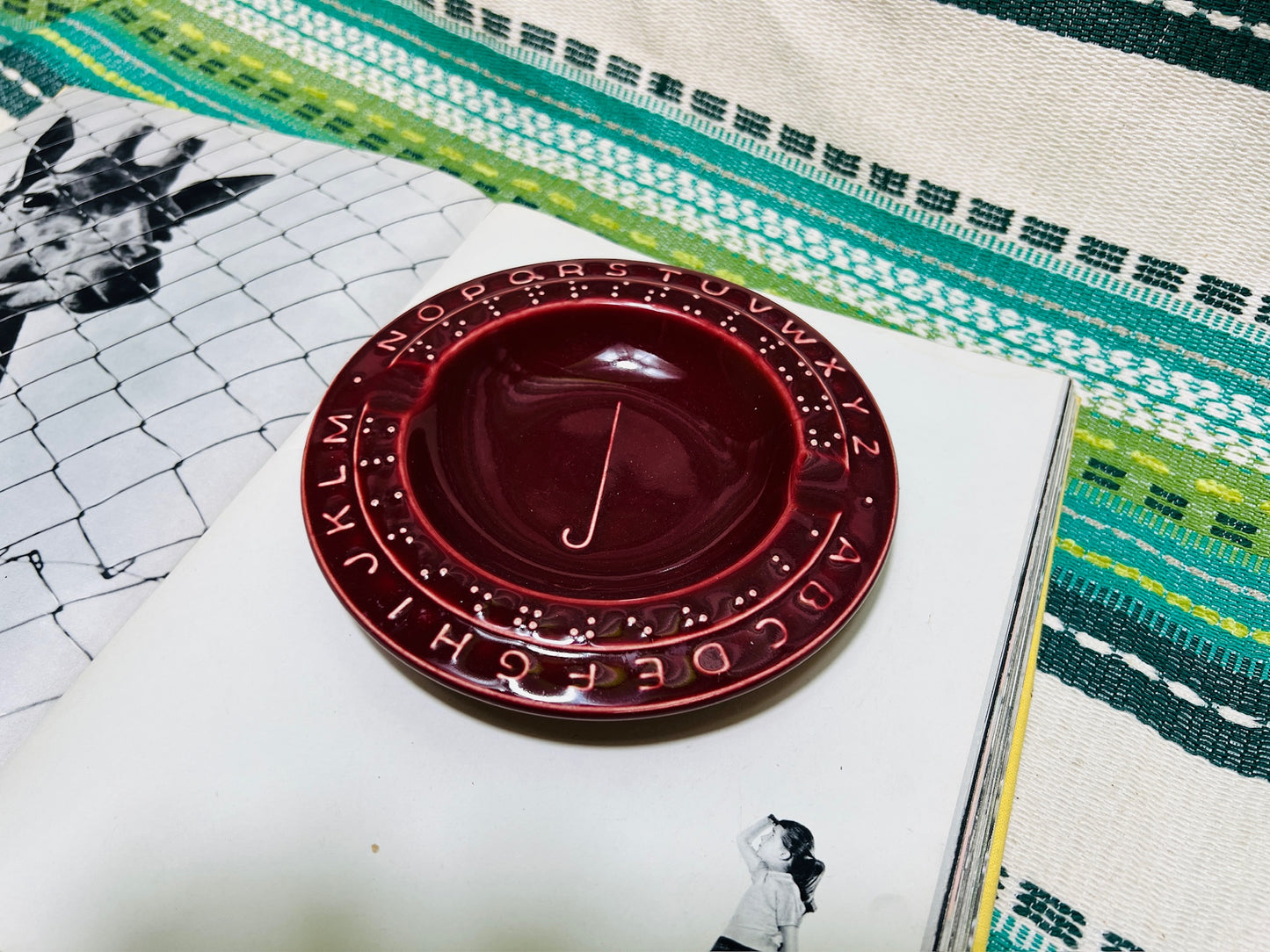 Vintage Braille Alphabet Ashtray