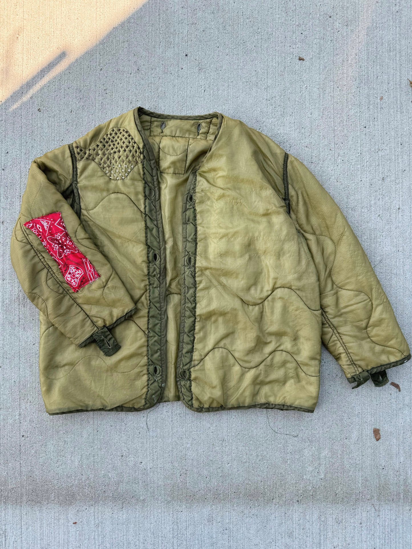 Vintage Reworked Green Quilted Jacket Liner