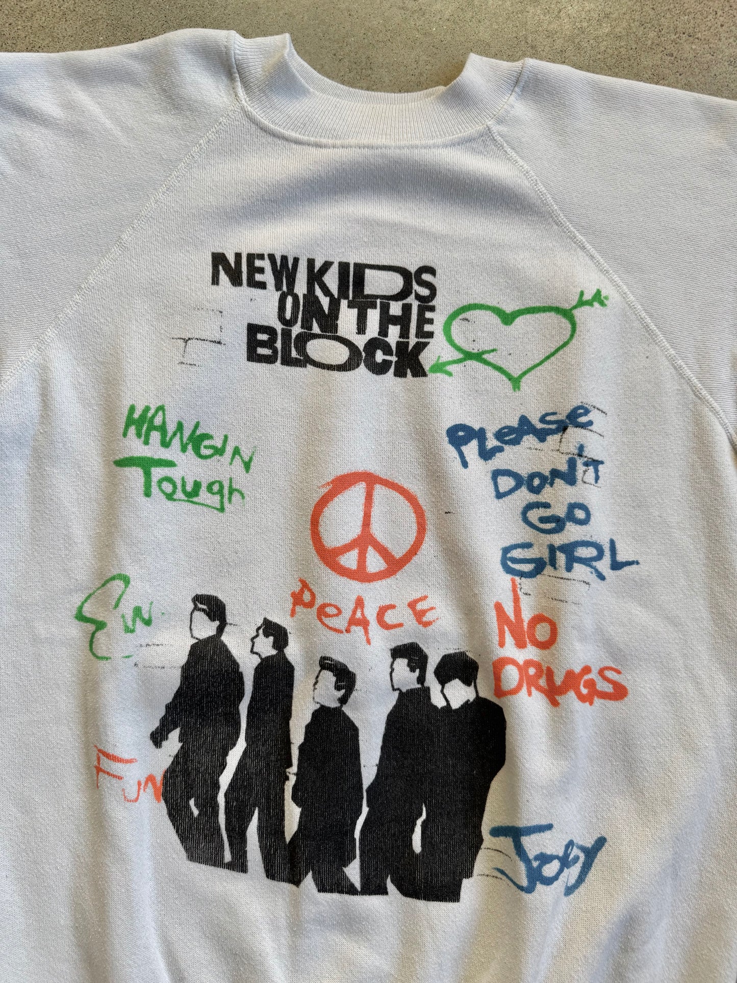 Vintage 1990s New Kids On The Block "Hangin’ Tough" Graphic Raglan Sweatshirt | Medium