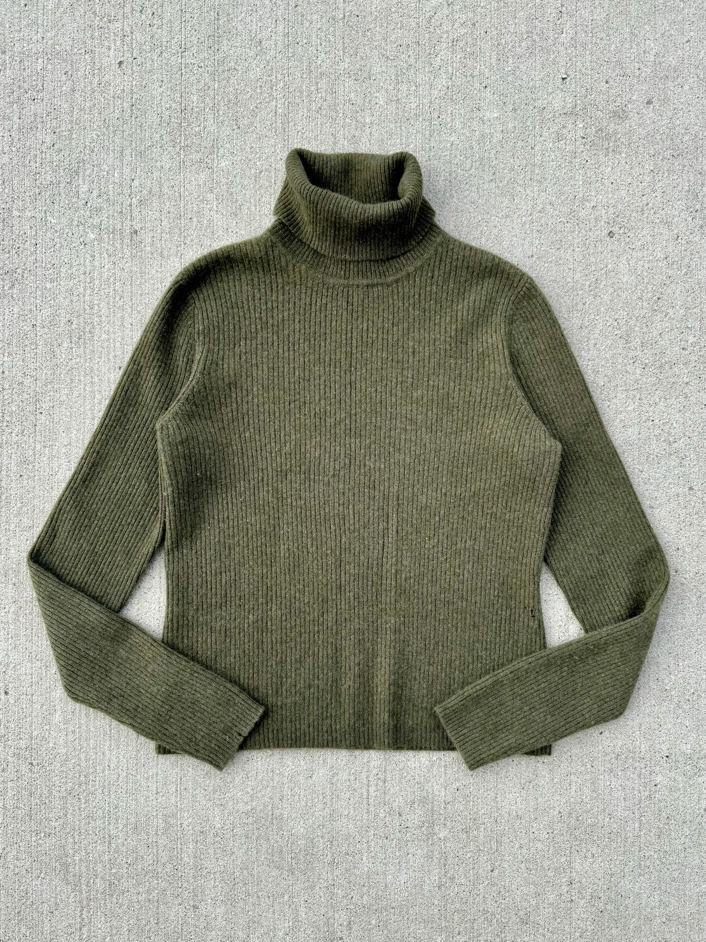 Vintage 1990s Daniel Bishop Green Cashmere Turtleneck | Large