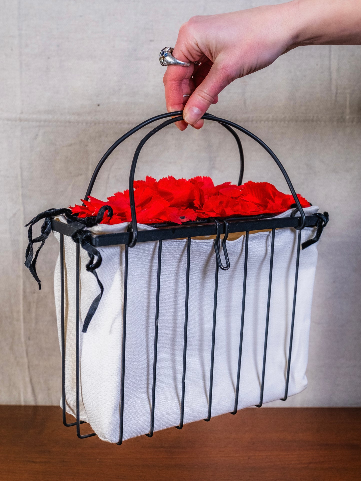 Vintage 1960s Saks Fifth Ave Metal Flower Basket Handbag