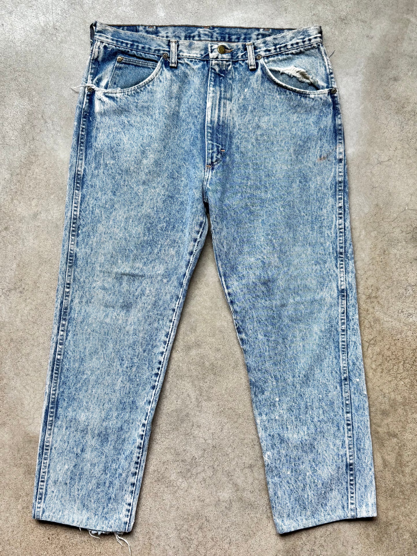 Vintage 1980s Wrangler Acid Wash Straight Leg Jeans | Waist 36”